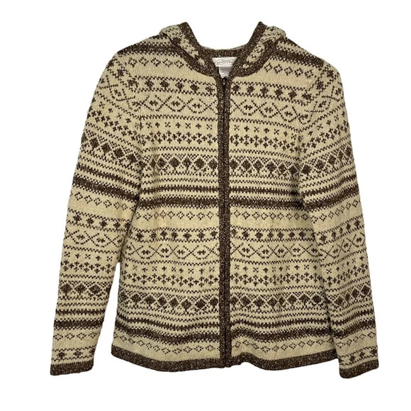 Vintage Northern Reflections Nordic Winter Cozy Knit Full Zip Hoodie - Picture 1 of 6